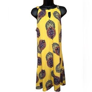 Julie Miles yellow Paisley Halter style dress size medium